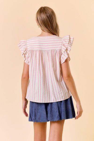 Stripped Ruffle Top 2 colors