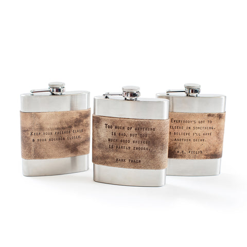 *Leather Quote Flasks