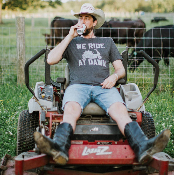 We Ride at Dawn Men's Shirt, Father's Day Tee, Funny Tee: Medium
