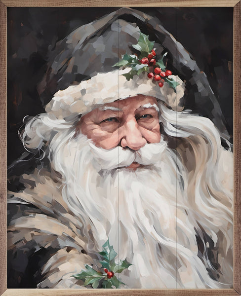 Wise Grayscale Santa: 24 x 30 x 1.5