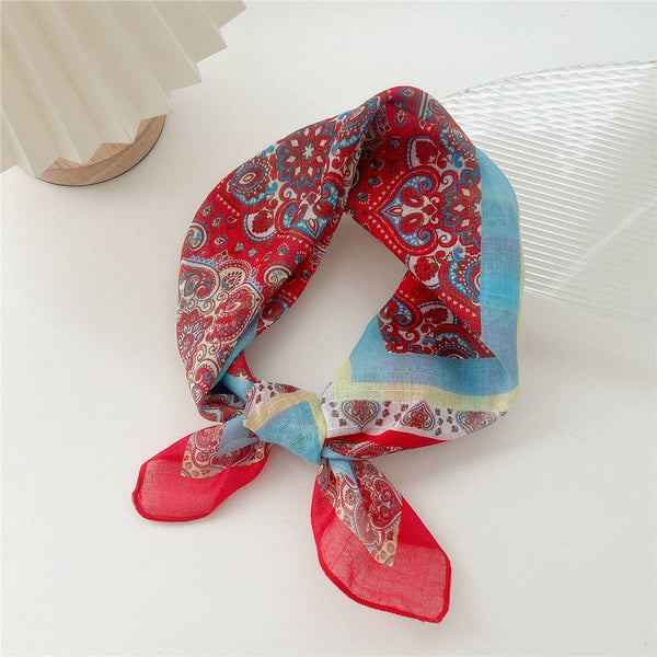 Cotton Linen Square Scarf - Breathable Neck Wrap_CWMS0673: TYPE1 / (OS) 3