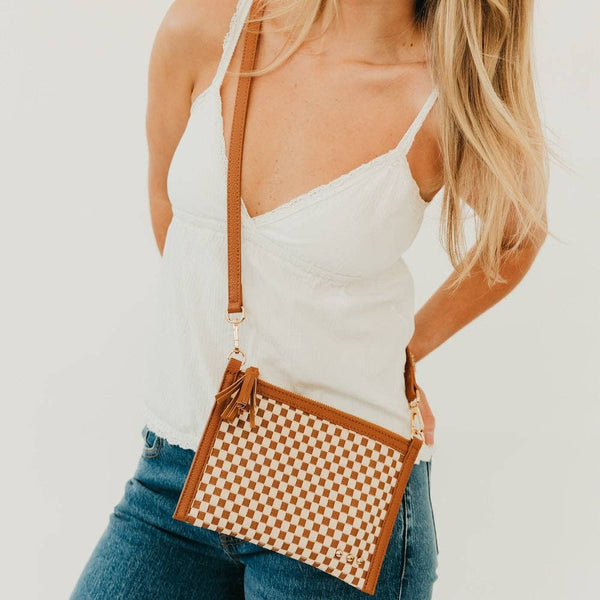 Veda Woven Crossbody and Clutch Bag: Denim Blue