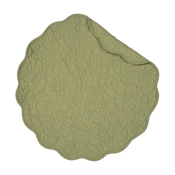 Christiana Solid Floral Round Placemat: Sweet Pea Green