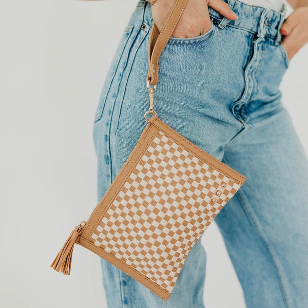 Veda Woven Crossbody and Clutch Bag: Denim Blue