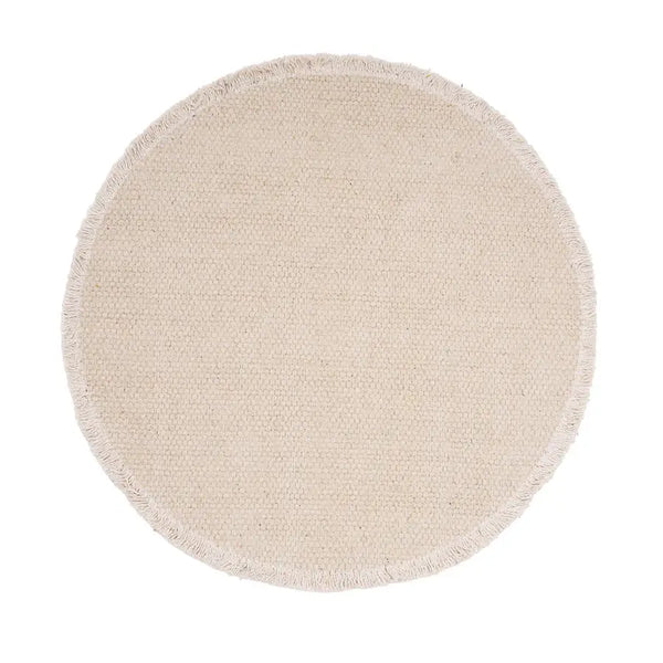 Fringed Solid Round Placemat: Cherry Red