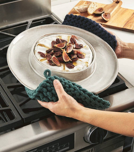 Crochet Trivet Potholder Blue Cotton Everyday