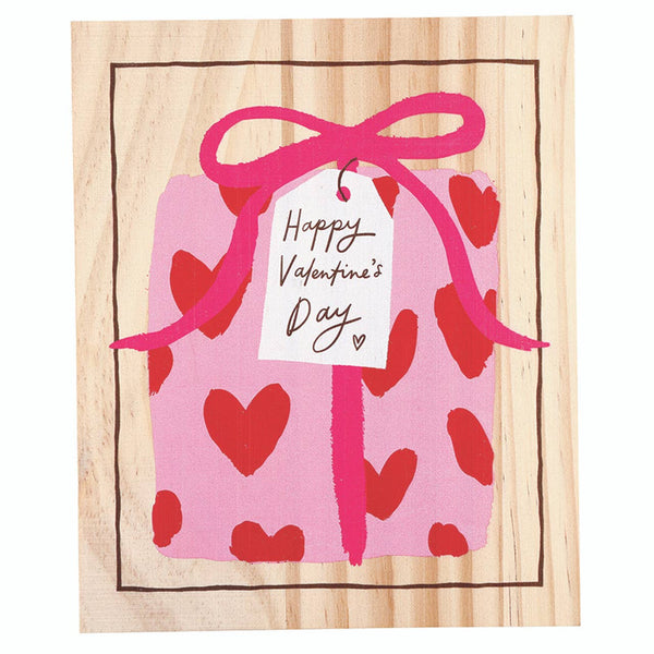 Valentine's Boxed Greeting Cards: Paper / Pine Wood / Pine Box: 6.75" L x 5.5" W x 2" D / Folded Card: 5.5" L x 4.25" W