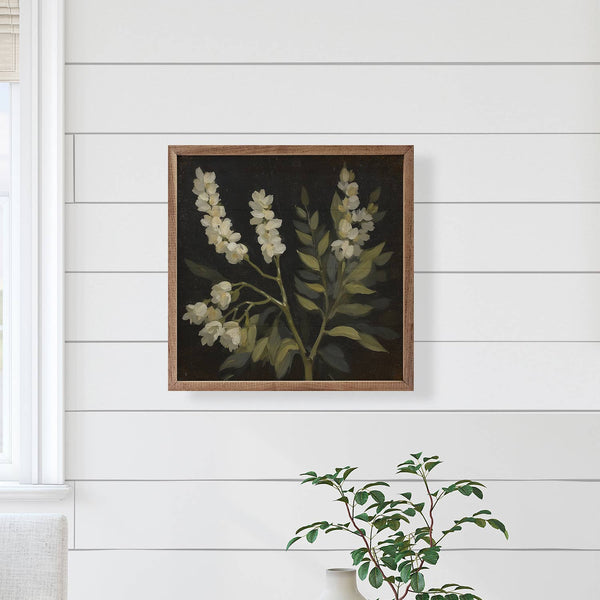 White Floral Prints On Black: 12x12