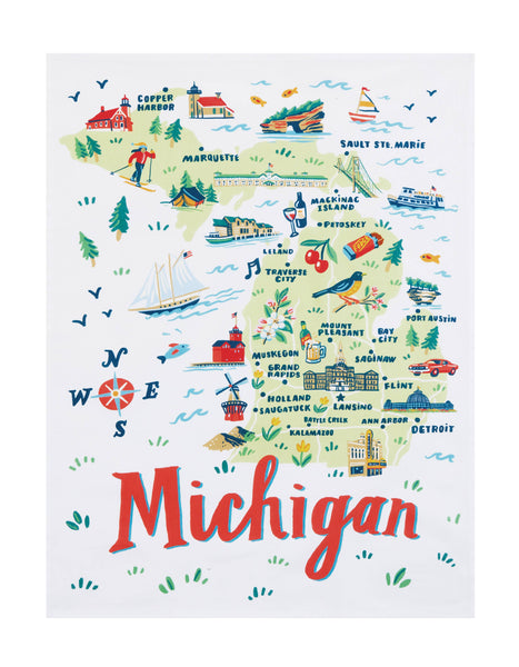 Michigan Embroidered Pillow - Angela Staehling