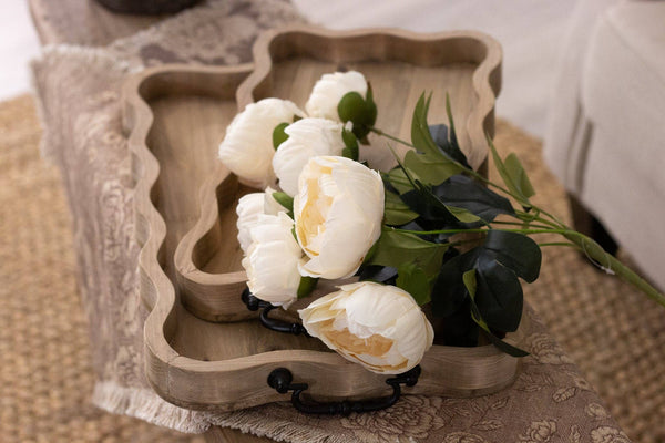 Scalloped Natural Wood Tray