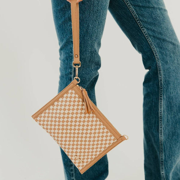 Veda Woven Crossbody and Clutch Bag: Denim Blue