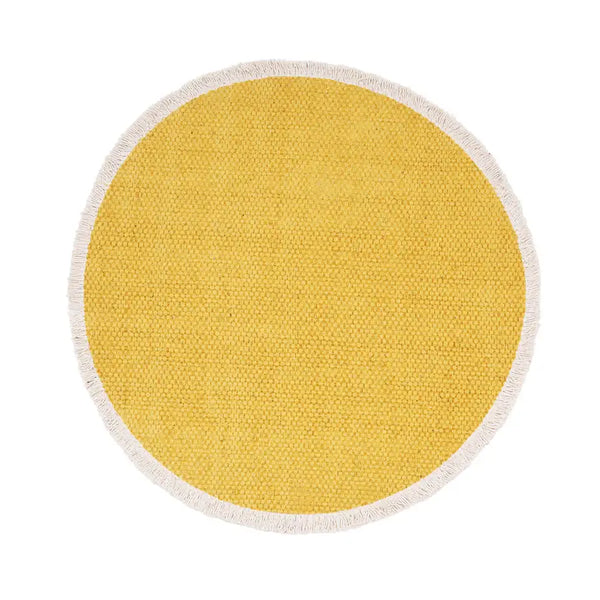 Fringed Solid Round Placemat: Dandelion Yellow