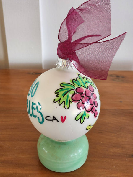Custom Name Hand Painted Glass Ball Ornament : Basic box / Coordinating Ribbon / Large
