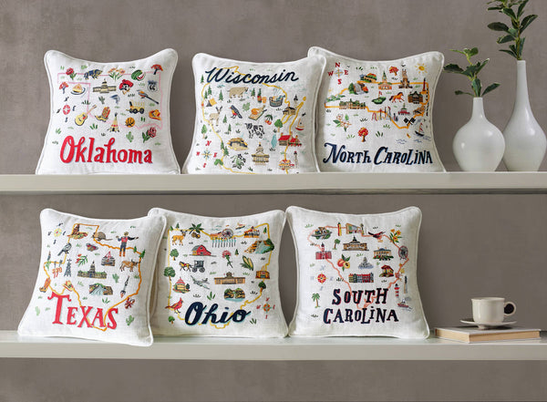 Michigan Embroidered Pillow - Angela Staehling