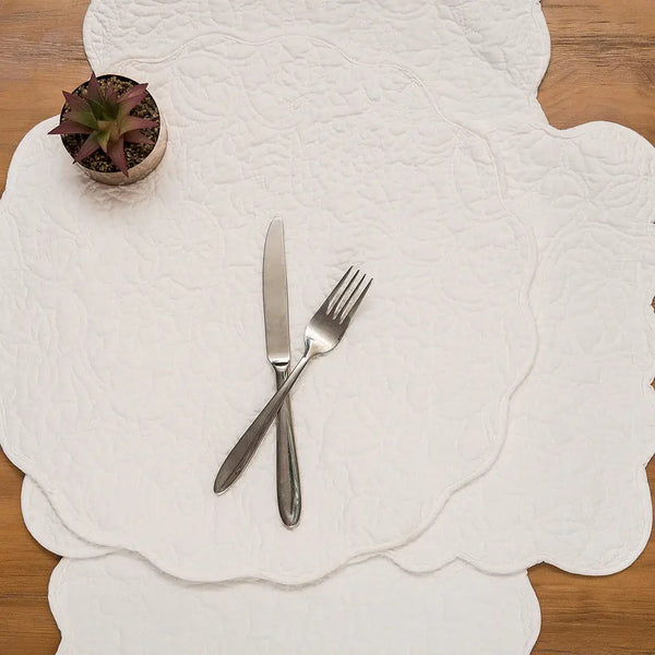 Christiana Solid Floral Round Placemat: Breeze Blue