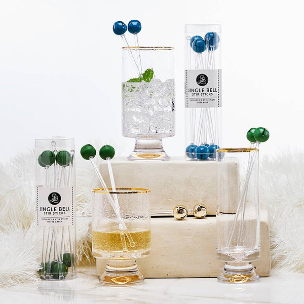 Jingle Bell Stir Sticks - Deep Blue: Plastic, Metal / 6.5" L