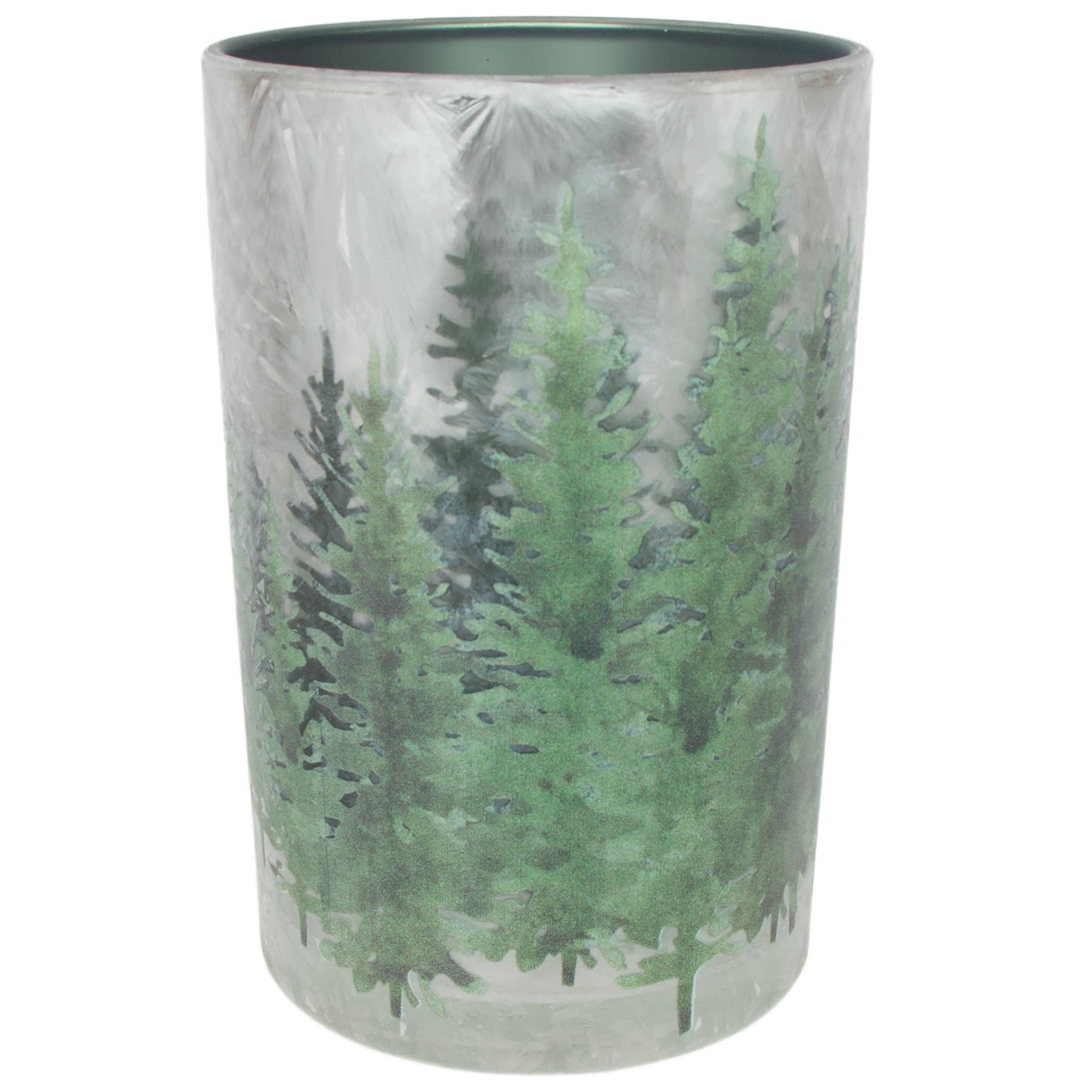 3.75" Dia Winter Forest Glass Candle Holder Christmas