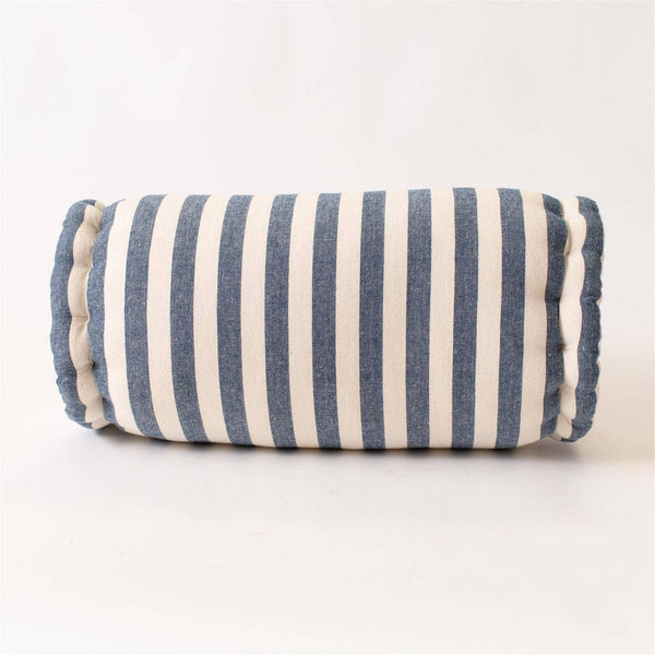 Round Bolster Pillow - Blue Stripes