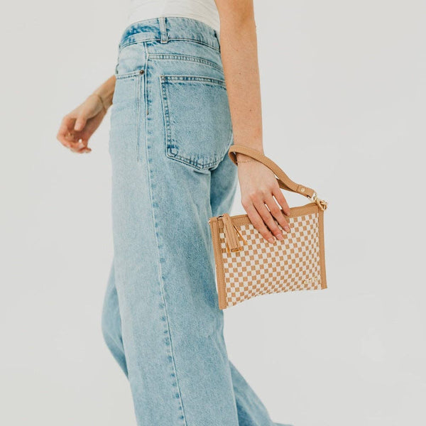 Veda Woven Crossbody and Clutch Bag: Denim Blue