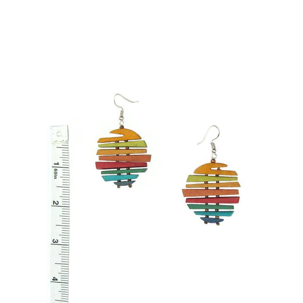 Zaria multi-colored wood pendant earrings