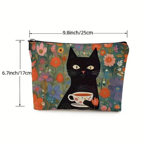 2024 NEW RETRO CAT COSMETIC BAG_CWAB2276: Black / (OS) 2