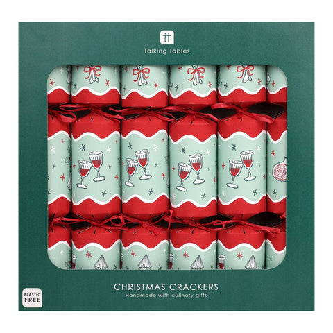 Bon Noel Green Christmas Crackers | 6 Pack | Xmas Decor |