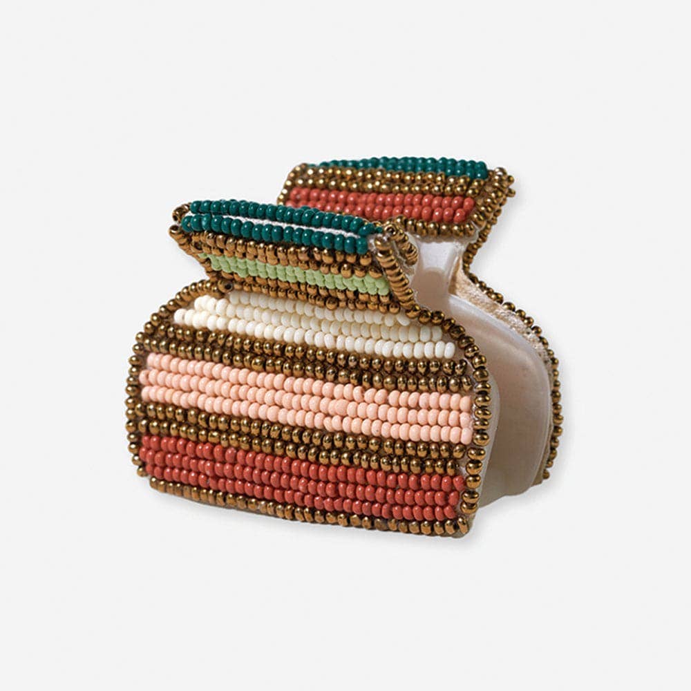 Gia Mixed Horizontal Stripes Small Claw Clip Desert