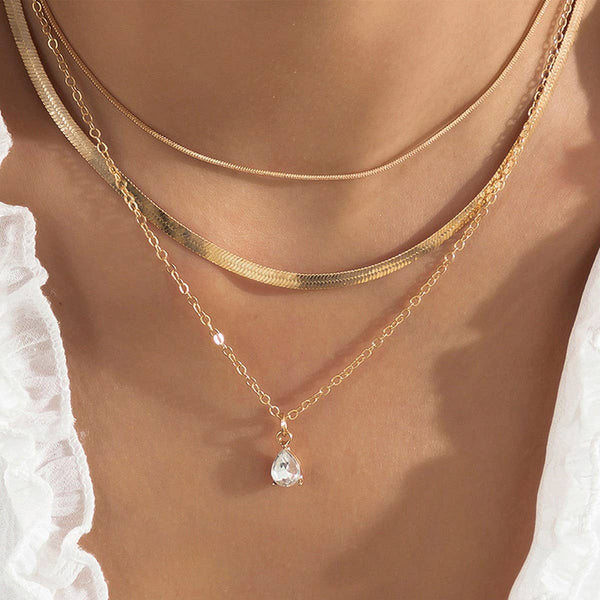 COOL STYLE STACKED TEMPERAMENT SIMPLE NECKLACE_CWAJE2001: GOLD / (OS) 3