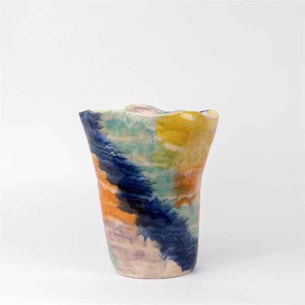 Small Hand-Painted Multicolor Organic Vase