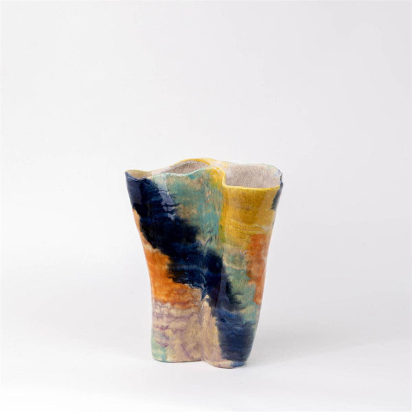 Small Hand-Painted Multicolor Organic Vase