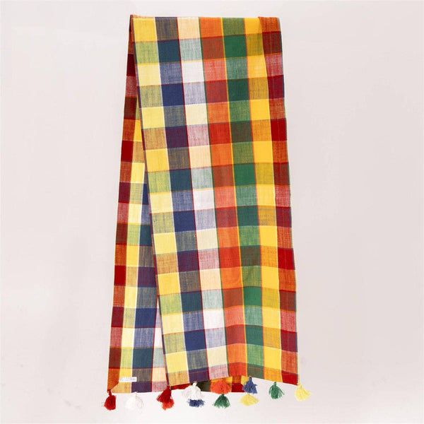 Color Pop Plaid Table Runner w/ Tassels
