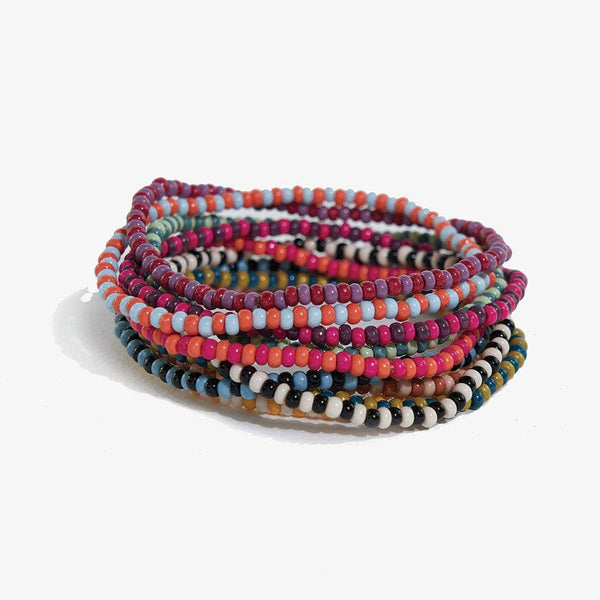 Sage Two Tone Multicolor Beaded Stretch Bracelets
