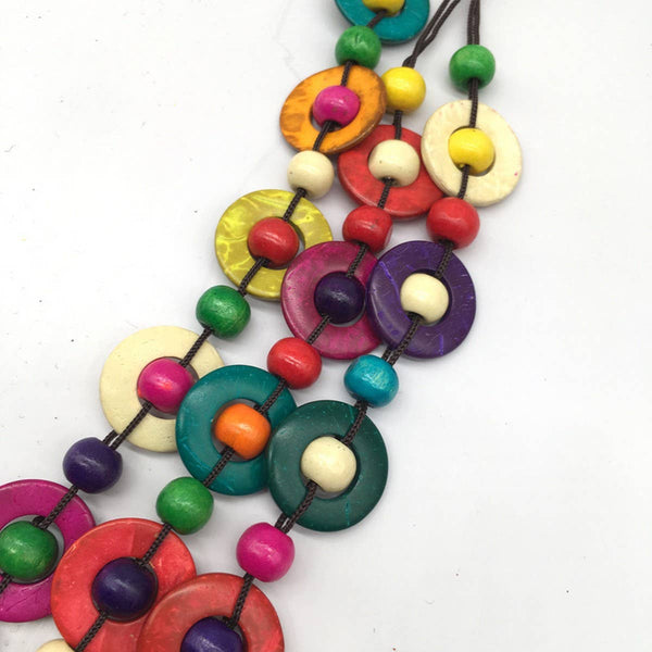 HAND-WOVEN COCONUT SHELL ROUND WOODEN BEAD NECKLACE_CWMM4847: MULTICOLOR / (OS) 1