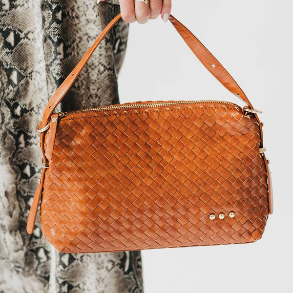 Harper Hobo Woven Shoulder Bag: Brown