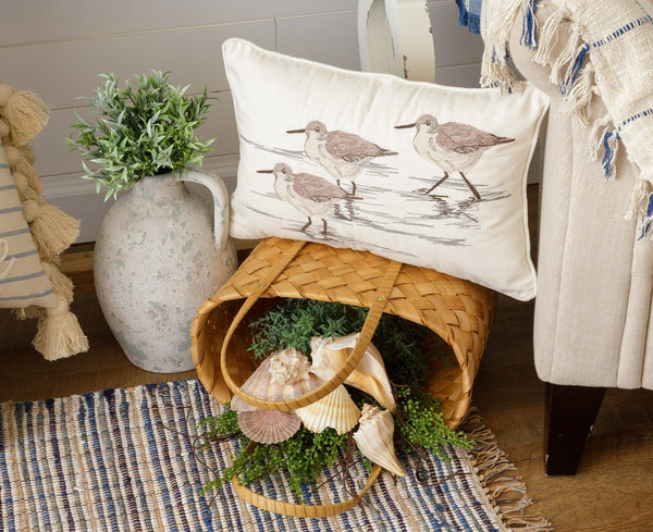 Pillow - Embroidered Sandpipers (PC)