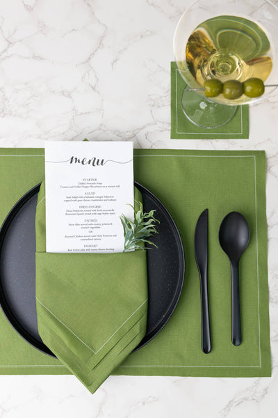 Cotton Cocktail Napkin Roll: Olive (Warm Green)
