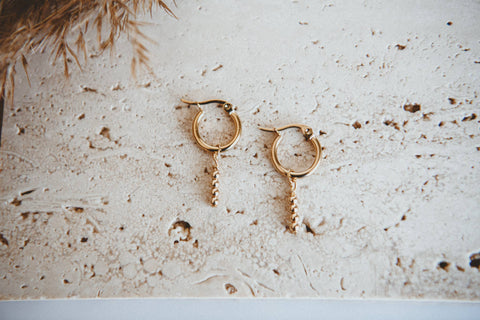 Sunlit Glow Gold Ball Hoop Earrings – Stainless Steel