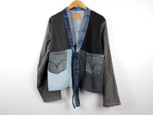 Upcycled Patchwork Denim Jacket: One Size