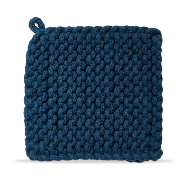 Crochet Trivet Potholder Blue Cotton Everyday
