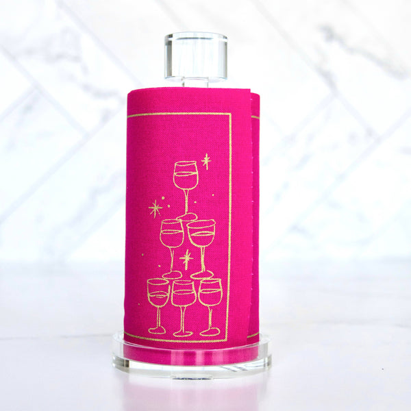Cotton Cocktail Napkin Roll: Blush Bubbles (Vibrant Pink)