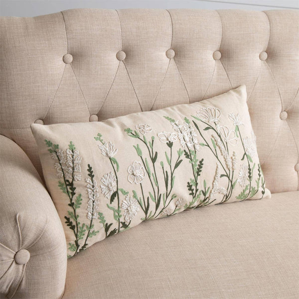 Pillow - Embroidered Wild Flower