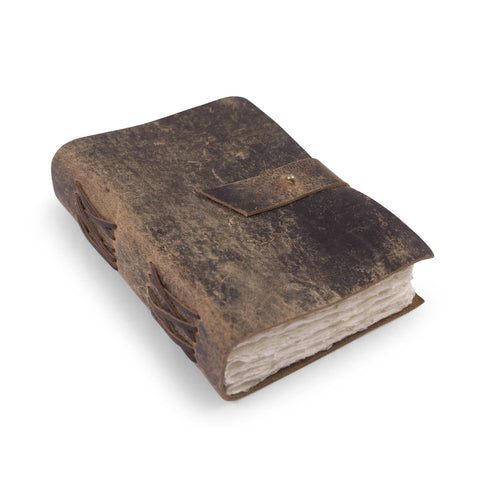 Scratched Brown Leather Journal: Small 13.5"x10"