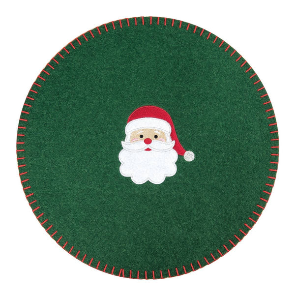 Christmas Santa Green Felt Round Placemat
