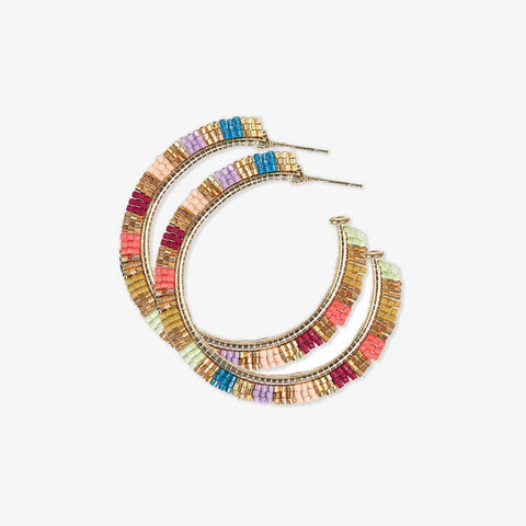 Nora Striped Hoop Earrings Gold