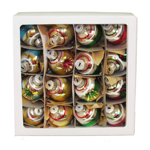 30MM GLASS SOLID+REFLECTOR BALLS 16PC