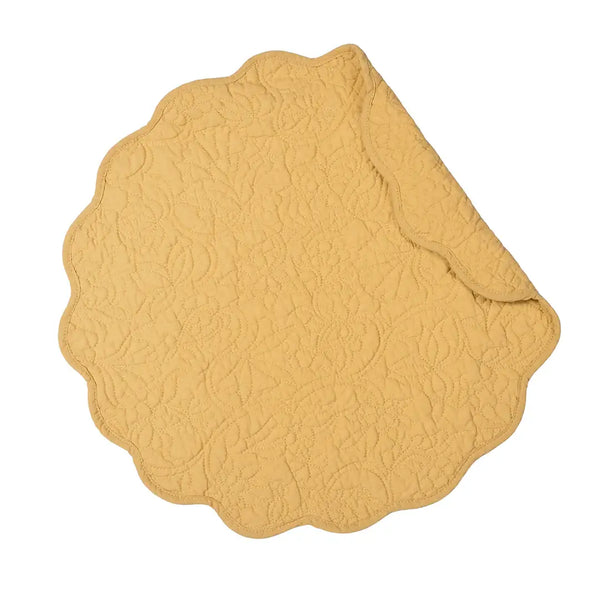 Christiana Solid Floral Round Placemat: Breeze Blue