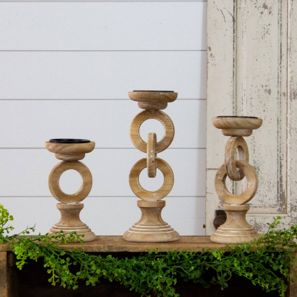 Chain Link Wood Candle Holder