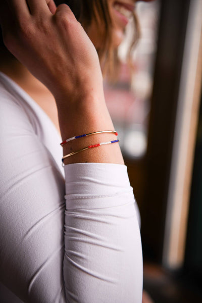 4th of July Seed Bead Triple Wrap Stretch Bracelets: Seed Bead