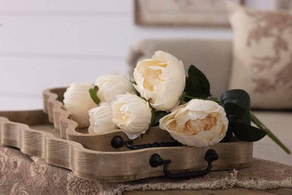 Scalloped Natural Wood Tray