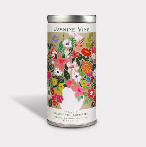 Fluer Nuevo Jasmine Vine Tea - 12 Tea Sachets - Tall Tin